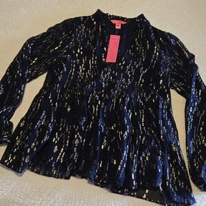 NWT Lilly Pulitzer Sarita long sleeve silk top, size 2